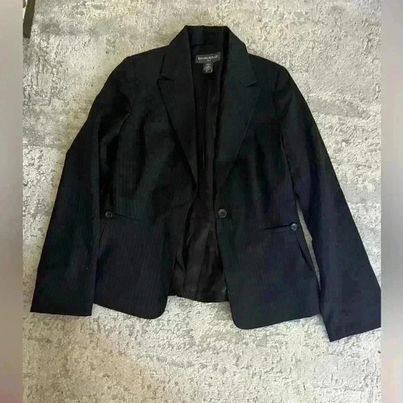 Banana Republic Blazer Black Striped Size 10 - Picture 1 of 4